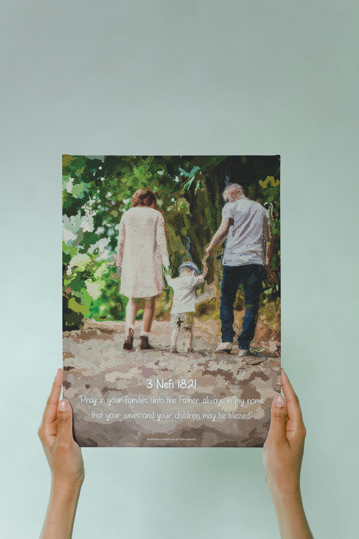 "Pray as a Family" – 3 Nephi 18:21 ✨🏡 Premium Rolled Poster – 285 gsm Fine Art Paper