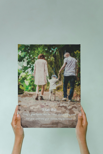 "Pray as a Family" – 3 Nephi 18:21 ✨🏡 Premium Rolled Poster – 285 gsm Fine Art Paper