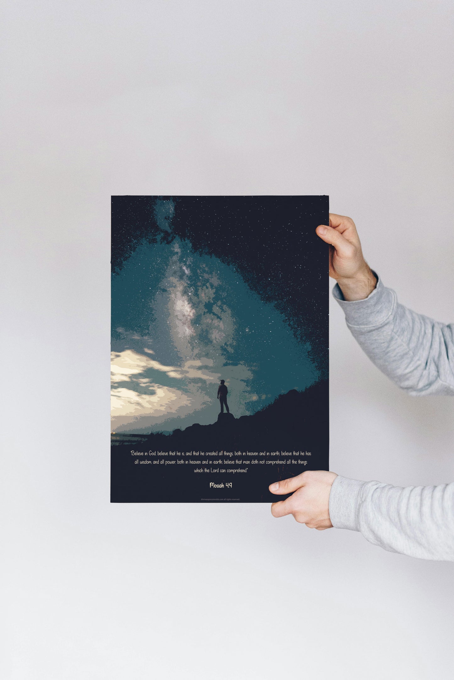 "Believe in God, Trust His Power" – Mosiah 4:9 ✨🙌 Premium Rolled Poster – 285 gsm Fine Art Paper