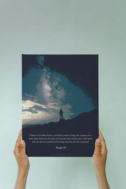 "Believe in God, Trust His Power" – Mosiah 4:9 ✨🙌 Premium Rolled Poster – 285 gsm Fine Art Paper